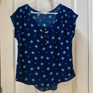 Mine brand Royal Blue print Sleeveless Top Sz M